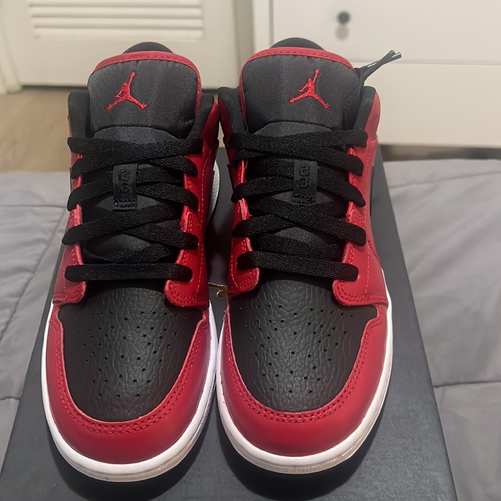 Like New ❤️ Air Jordan Low-Top Sneakers in Red and Black - Picture 2 of 7